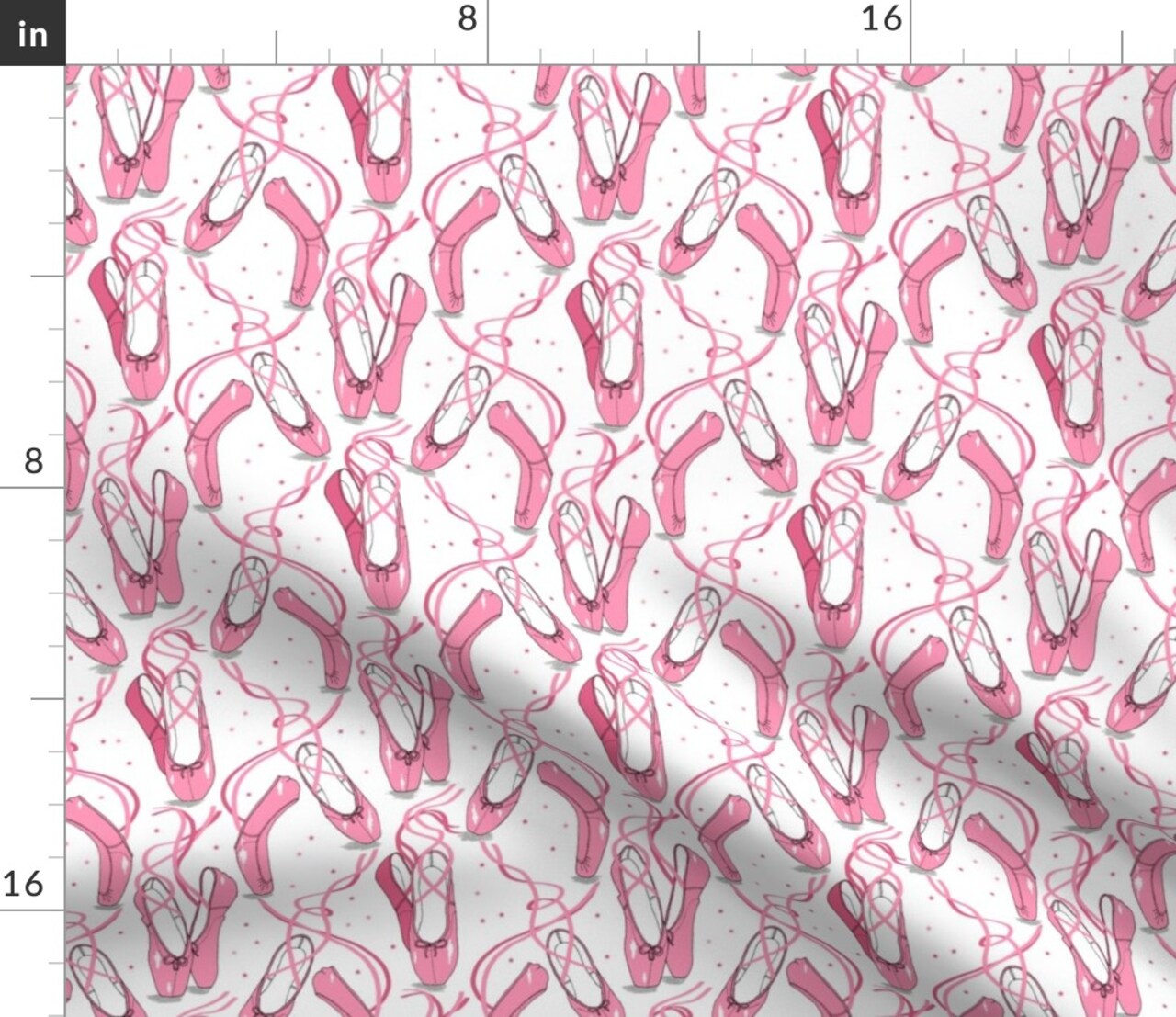 Pink Ballet Shoes Dance Girls Custom Printed Fabric by Spoonflower Various Fabrics by the Yard or Fat Quarter